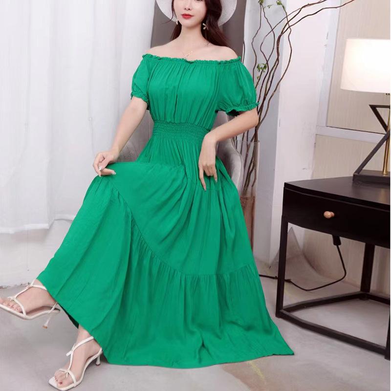 Off-Shoulder One-Neck Cotton Silk Dress Children's Summer Dress Bohemian Island Vacation Dress Travel Beach Dress