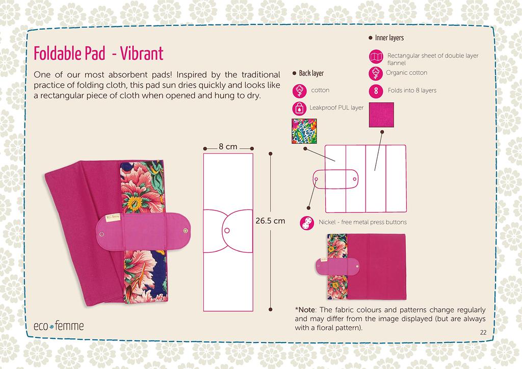 Foldable type set South Indian cloth napkins Washable organic cotton skin GOTS certified product 2-piece "Eco Femme" (with color)