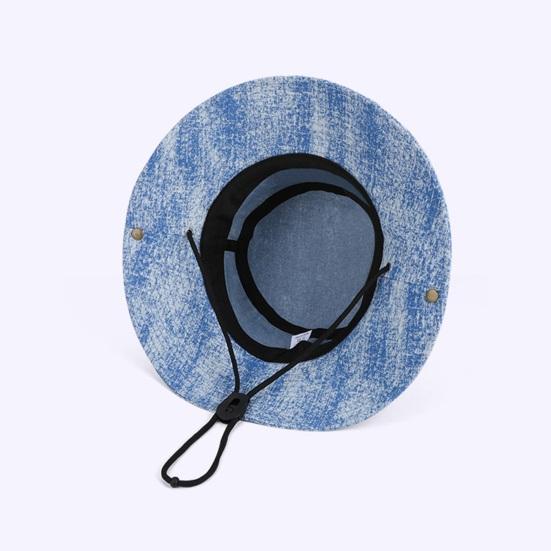 Unisex rybářská čepice Extra široký okraj Nastavitelný střih Turistický klobouk Bucket Větruodolná přezka Vypraný denim Venkovní cestování Ochrana proti UV
