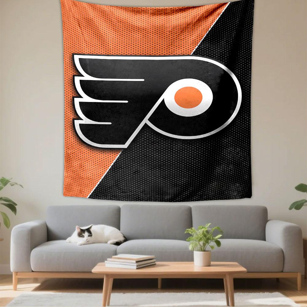 Philadelphia Flyers Tapestry Wall Hanging, NHL Hockey Team Logo Poster, Sports Wall Decor for Bedroom Living Room Dorm