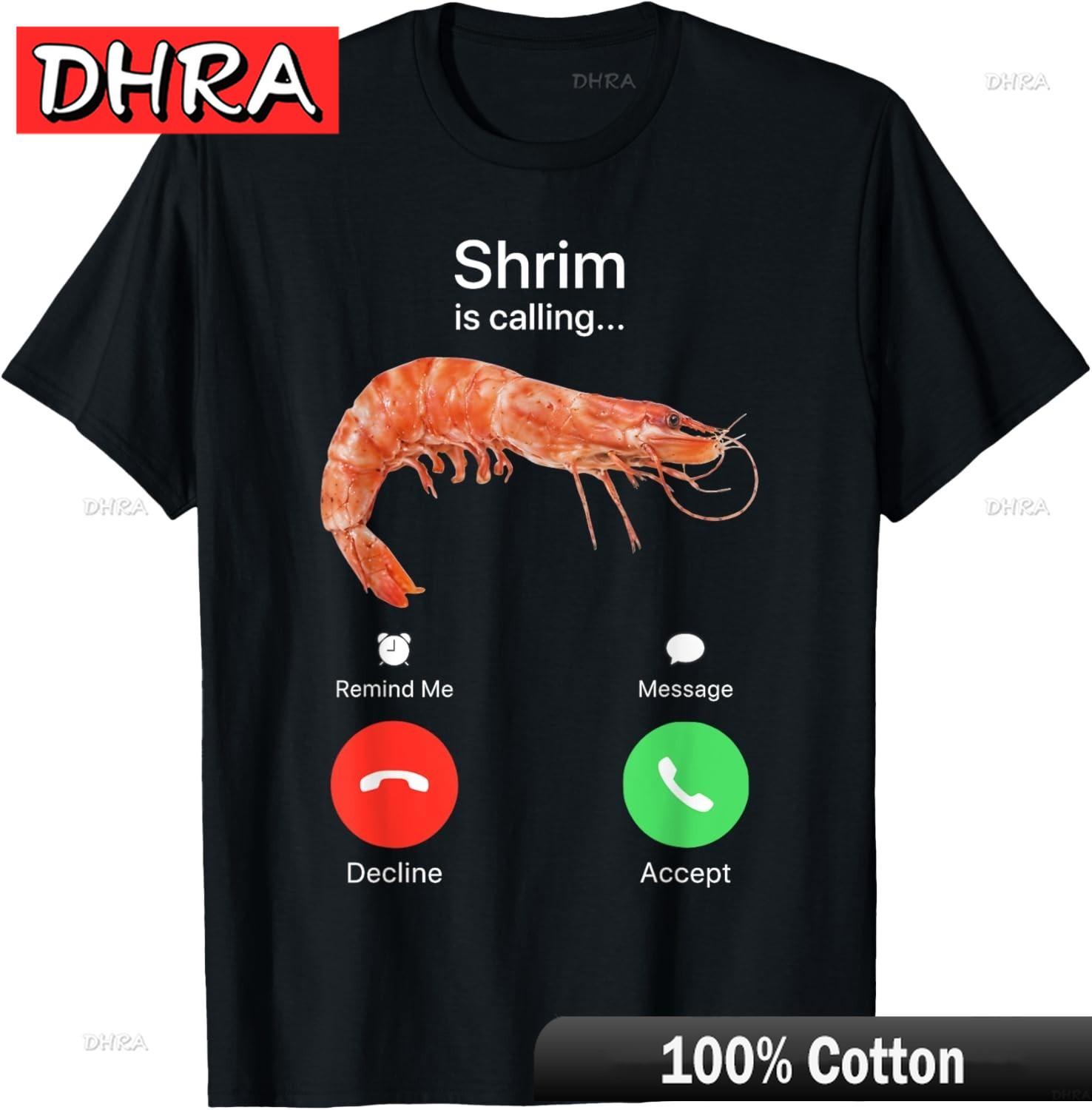 Shrim Calling TShirt Unisex TShirt Featuring Graphic Print for Unisex Crew Neck Tee Y2K Soft Cotton Trendy Grunge Loose 4XL