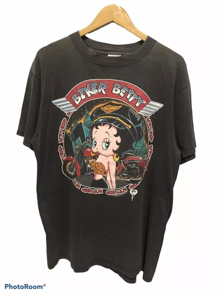 90-е Бетти Буп Редкий Дизайн Ретро Байкер Классический Стиль Футболка Репринт S-5XL Унисекс Футболка XXXXL