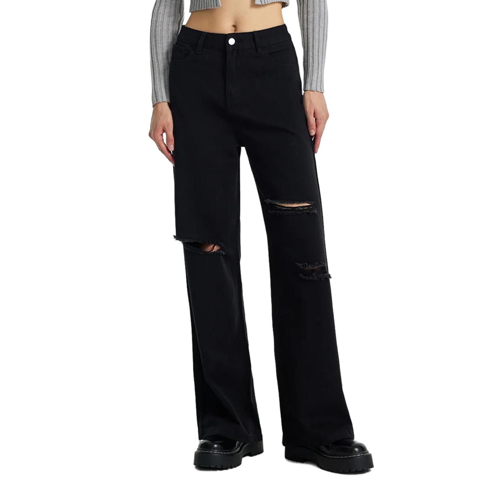 

Women s Trousers Large Size Stretch Jeans Loose Semi-Elastic Pants L чёрный