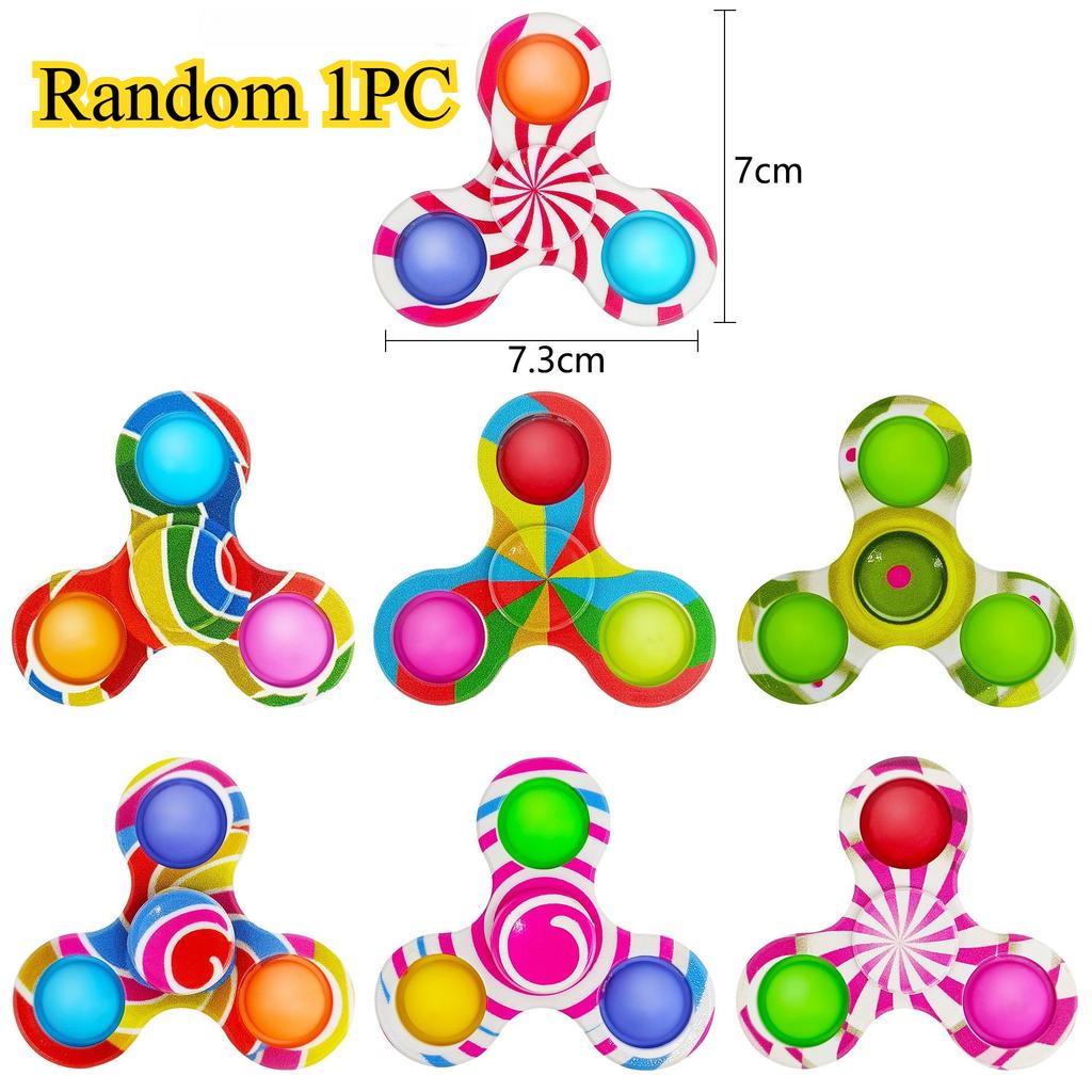 Funny Tie Dye Simple Fidget Spinner Finger Push Bubble Rotating Fidget Spinner For ADHD Anxiety Stress Relief Sensory Toys Kids