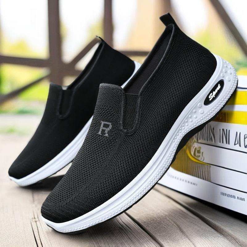 Shoes Men's Summer One-pedal Lazy Shoes Dad Shoes Soft Sole Comfortable Single Shoes Casual Shoes Flying Woven Breathable Mesh Shoes