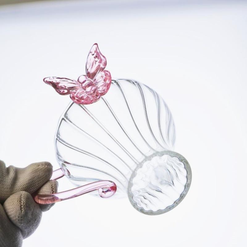 Three-dimensional Butterfly Cup&saucer Simple Glass Cup Creative Handmade Coffee Cup Dish Set Afternoon Tea Cup Plates Gifts