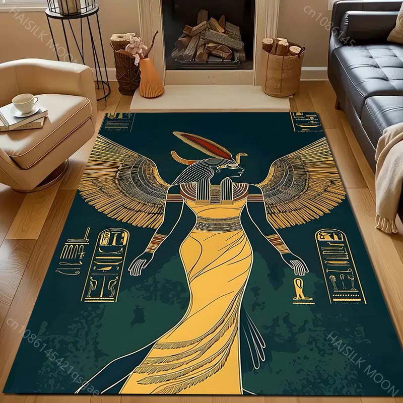 Ancient Egyptian Murals Print Carpet for Living Room Bedroom Sofa Doormat Decor Sofa Area Rug Non-slip Floor Mat for Gifts