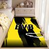 Fußballverein Teppich, Borussia Dortmund BVB Gelb Schwarz Pinselstrich Halbtondruck, Fußballfan Dekoration, Rutschfeste Matte