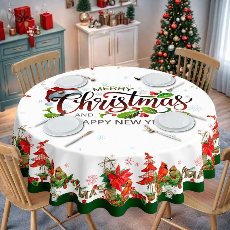 New Christmas Printed Tablecloth Waterproof and Easy To Maintain Dining Table Cloth Festive Atmosphere Beautification Decoration