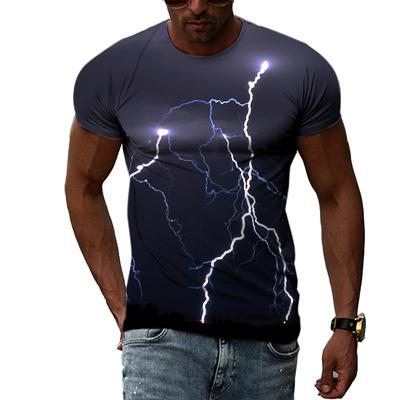 Yeni 3D Moda Serin Yıldırım Erkek tişört Yaz Rahat İlginç Desen Baskı T-shirt Kişilik Trend Harajuku t gömlek