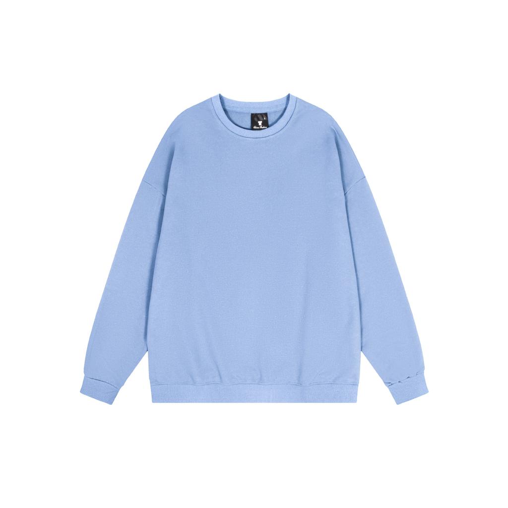 Basic Solid Color Fashionable Crew Neck Twill Sweatshirt Luxurious Relaxed-fit Versatile Unisex Long Sleeve Basic Streetwear Sweatshirt