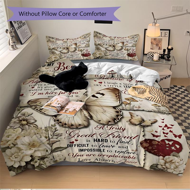 3pcs Friendship's Depth Bedding Set, Including 1 Quilt Cover and 2 Pillow Shams, Without Filling, Soft and Comfortable Home Bedroom Fabric