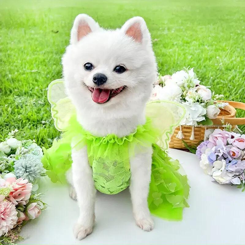 Pet Princess Butterfly Dress Small Dog & Cat Wedding Gown Skirt Elegant Royal Costume for Dogs & Cats Cute Pet Supplies