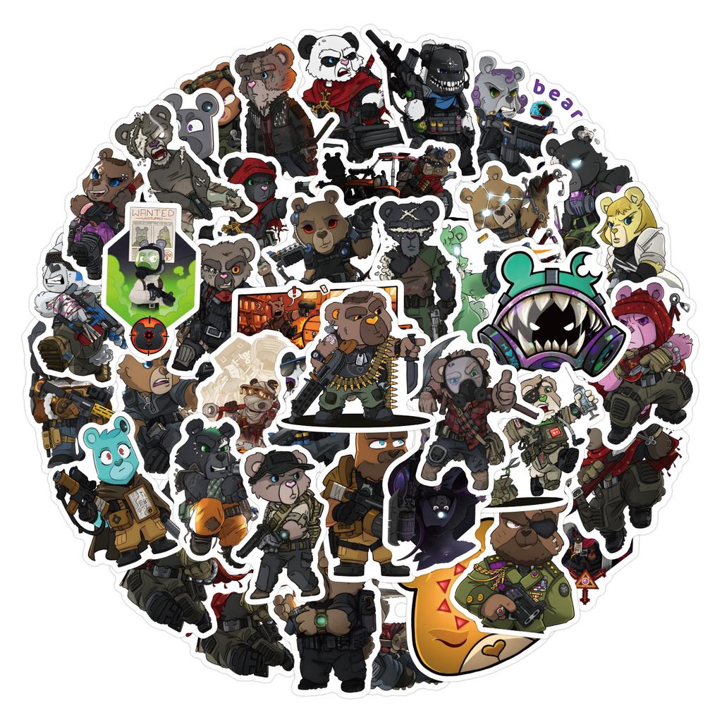50 New Tactical Teddy Graffiti Stickers Decorate Suitcase Notebook Guitar Cartoon Stickers