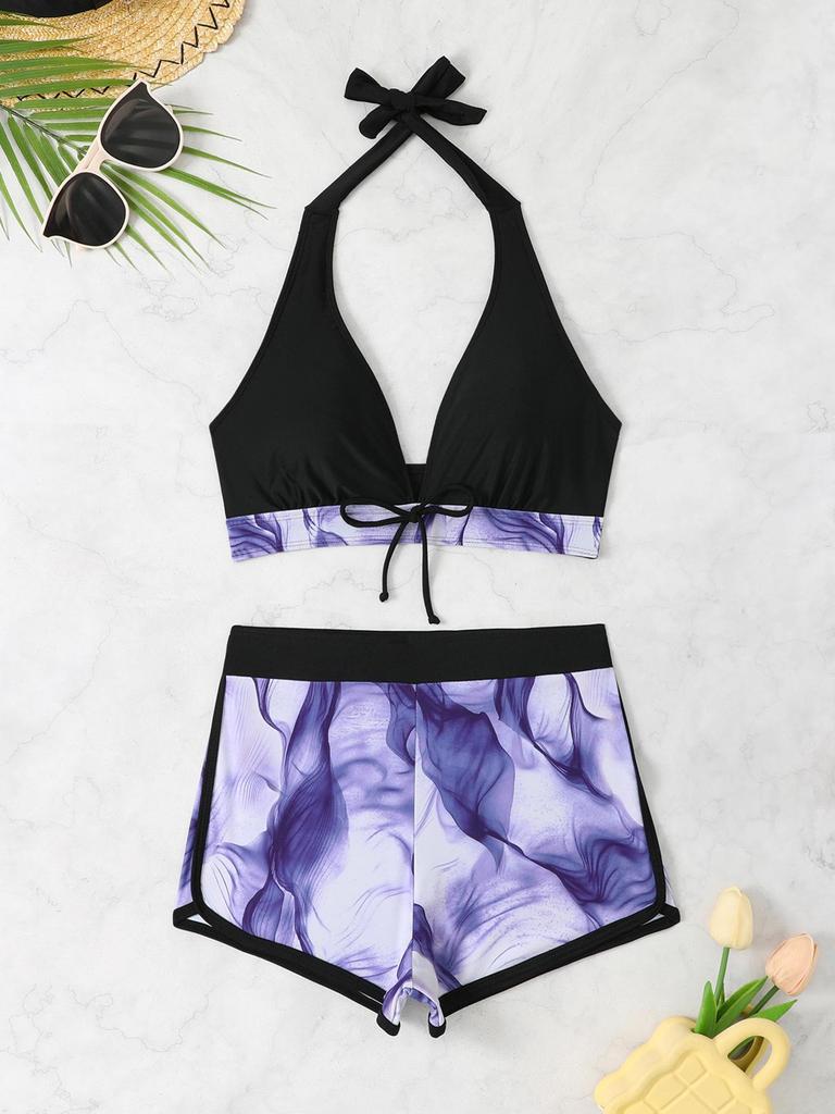 2026 Women's High-Waisted Boyshort Bikini Swimsuit - Modest, Sporty Two-Piece