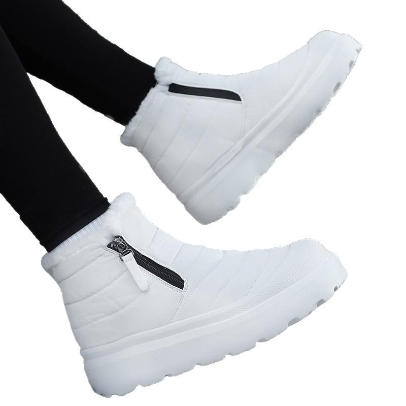 Damtjocka varma snöstövlar i sammet utomhus vinterns bomullsskor med tjock sula