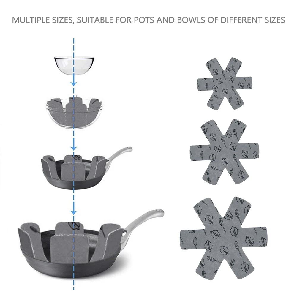 15 st Gryt- och pannskydd Grå/Röd Halkfri Tryck Avdelningsdynor för att Förhindra Repor Separera och Skydda Ytor för Köksredskap