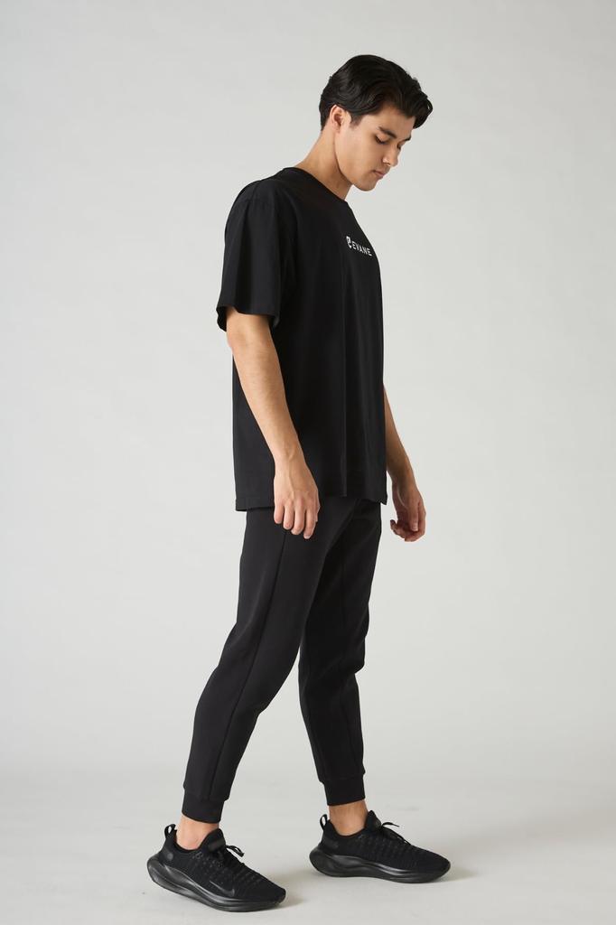 EVANE Oversized Cotton Stretch T-Shirt (L, Black)