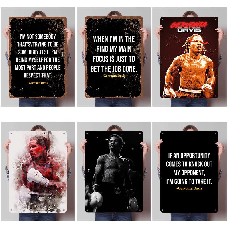 Gervonta Davis Boxer Metal Posters Custom Vintage Metal Signs Wall Art Tin Plaque for Man Cave Modern Home Decoration Ornaments