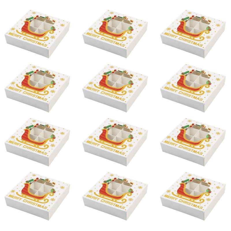12Pcs Christmas Chocolate Box Gold Foil Chocolate Gift Box with 12 Slot Christmas Treat Boxes for Cookie Candy Chocolate