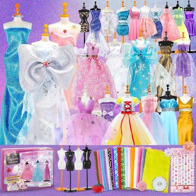 Nähfreies Bekleidungsdesign-Set, Handarbeits-Bastelset, Spielzeugherstellung, Lernspielzeug für Mädchen und Kinder (Schnittmuster und Anleitung enthalten)