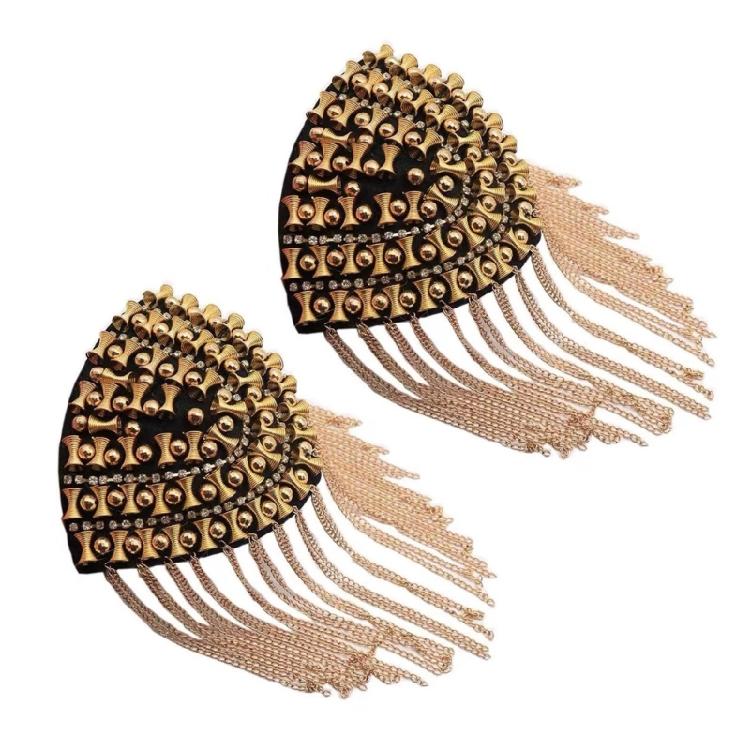 Decorative Shoulder Accents With Alloy Fringe For Dress Uniforms And Performances Costumes