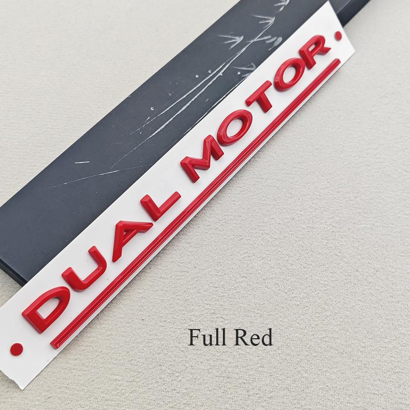 3D ABS Litery Logo Samochodu DUAL MOTOR Tylny Bagażnik Emblemat Odznaka Naklejka Naklejki Do Tesla Model 3 Model X Model S Y Akcesoria