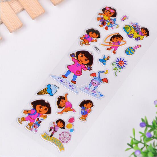 10PCS Cartoon Princess Dora Bubble Stickers Puffy Wall Stickers For Children Gift Puffy Reward Room Decoration Toys Scrapbook