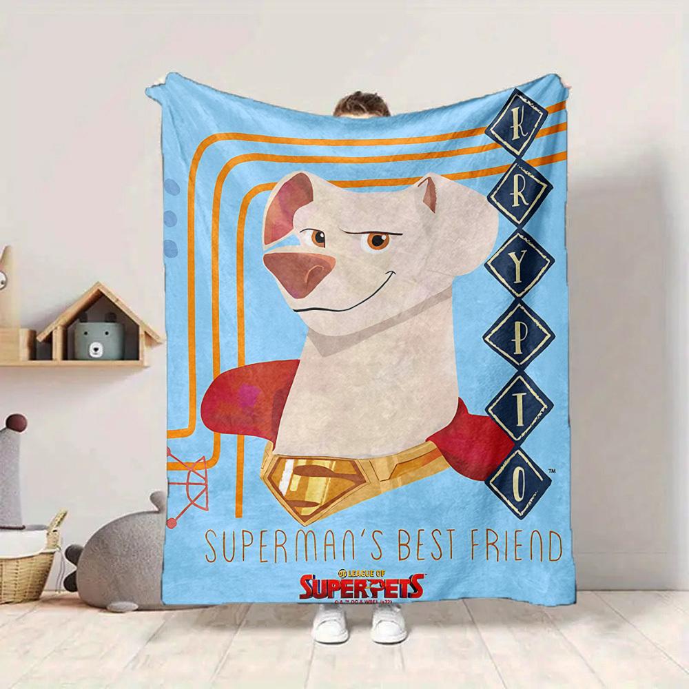 1pc DC Superdog Krypto Flannel Throw Blanket Lightweight Soft Warm All Season Blanket for Sofa, Bed, Travel,L1028037