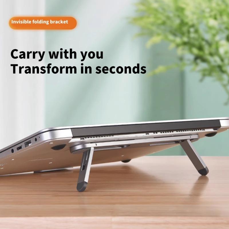 Ergonomic Laptop Stand Foldable Design 2 Level Heights Adjustment Builts In Ventilation For Optimal Heat Dissipation