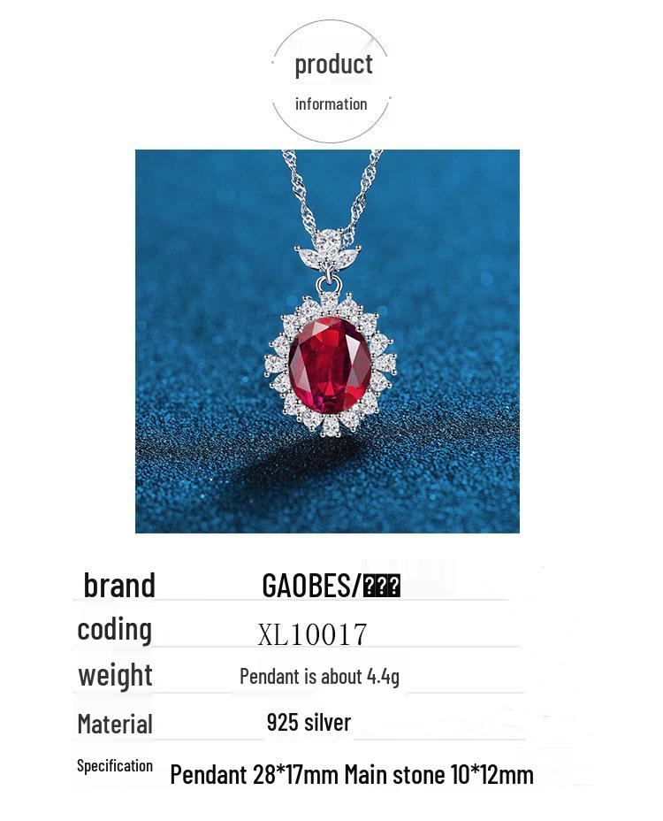 S925 Sterling Silver Gemstone Necklace: Blue, Yellow, Red, Green Retro Luxury Style for Women