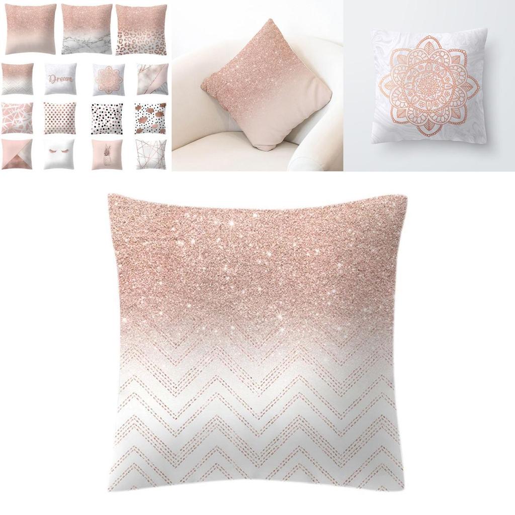 Luxurious Pillow Case Rose Gold Geometric Pineapple Glitter Cushion Cover For Stylish Home Decor