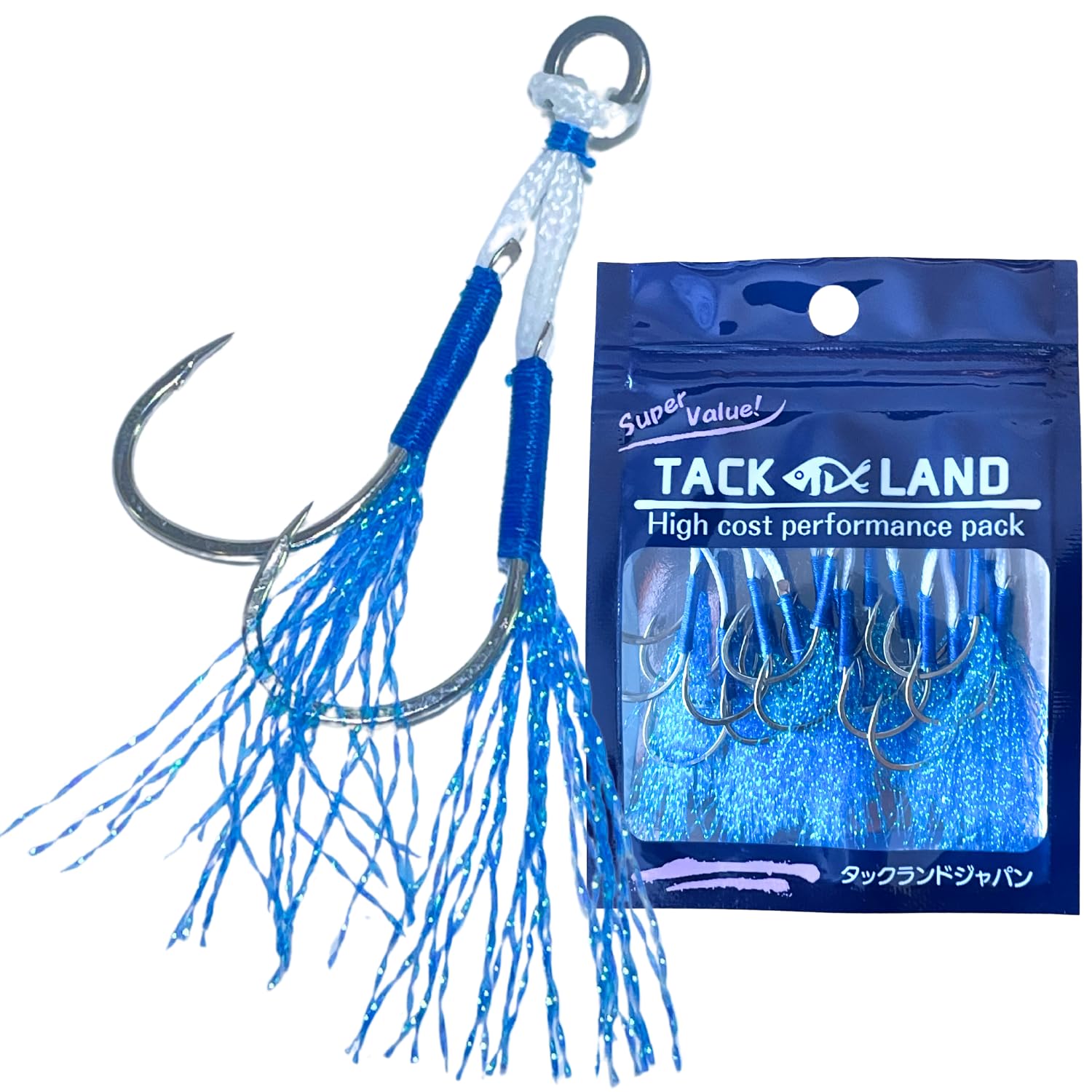 [TACKLAND] Assist hook, double tiered, high cost performance, 10 pieces, 11 синий