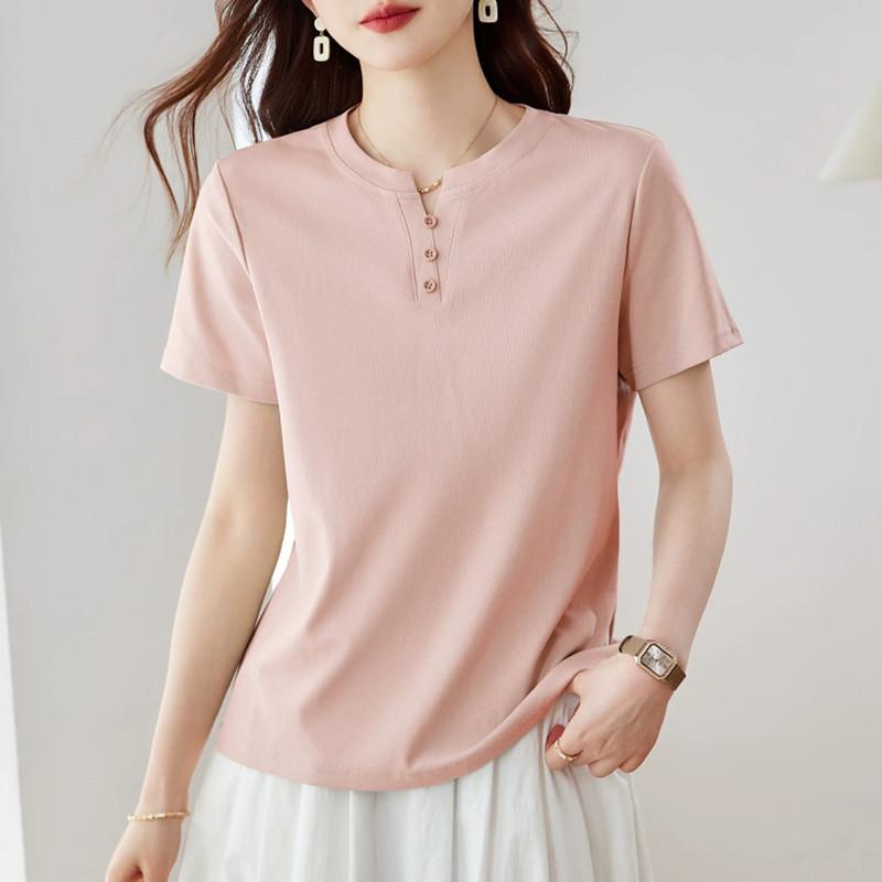 Damenmode, lässig, Sommer, Frühling, einfarbig, bedruckt, kurzärmelig, V-Ausschnitt, Blusen und Hemden