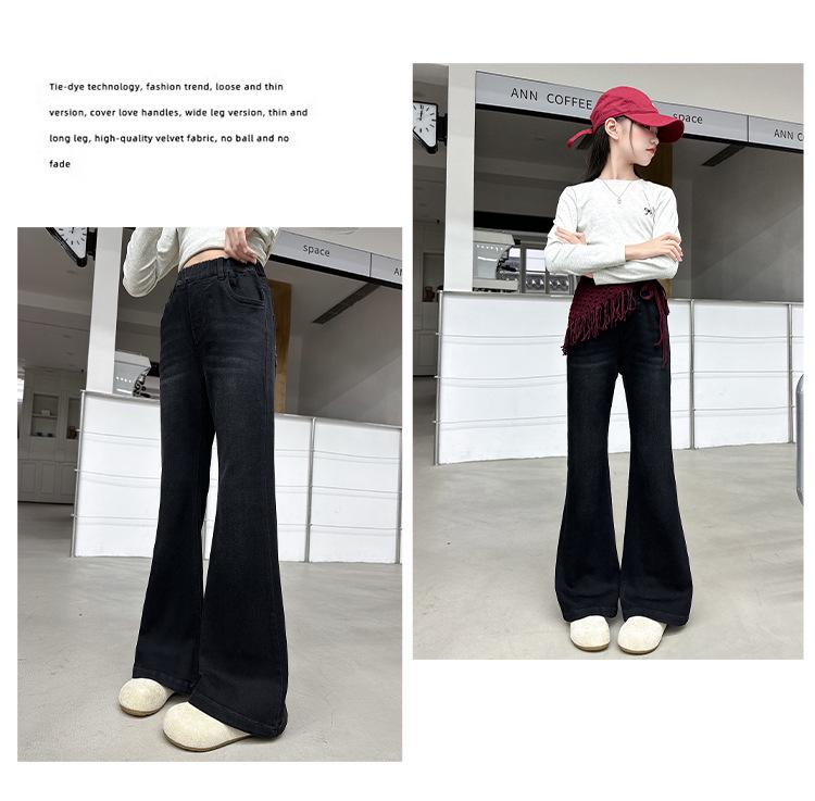 Girls' Black Slim Flared Jeans - Spring/Autumn 2025 Collection