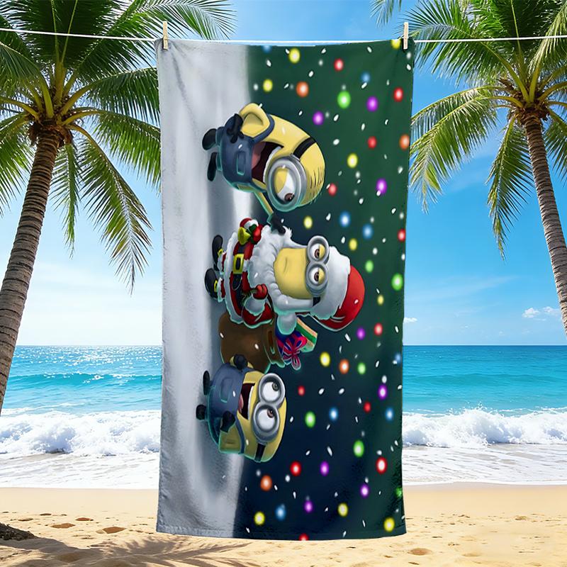 1Pc Minions Christmas Adventure Beach Towel Quick Dry Multiuse For Beach Pool Gym Yoga Home Travel Christmas Halloween Xmas Gift S1220