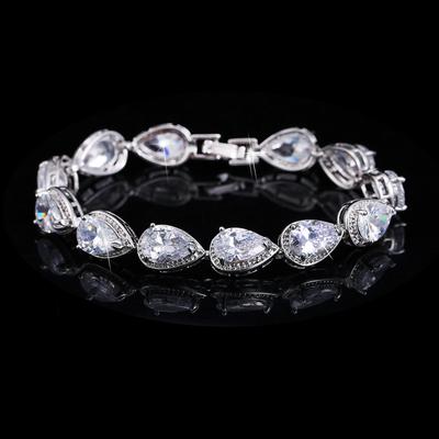 Mädchenschmuck, Tropfenförmiges platinbeschichtetes AAA Zirkonia Schmuckarmband für Frauen