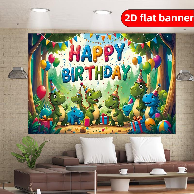 1 Piece of Birthday Party Background Decoration Banner with Cute Dinosaur Pattern, Suitable for Courtyard and Corridor Scenes