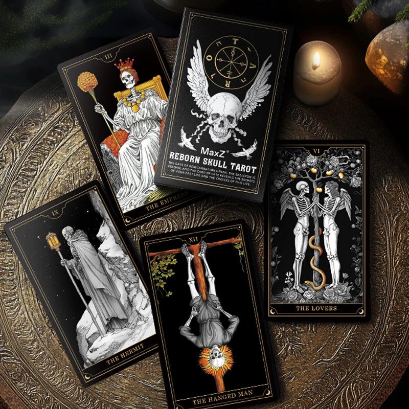 2025 Skull Black Tarot Authentic Rider Waite Premium Tarot Deck 78 Cards 12x7CM 400g Double Copper Paper Multilingual PDF Guide