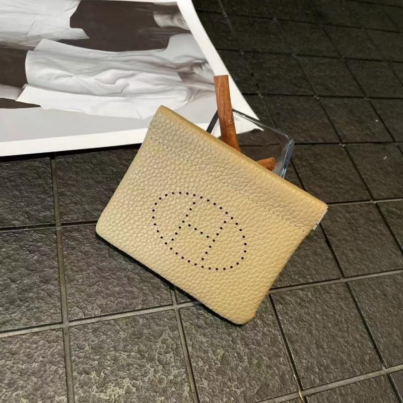 TC Cowhide Hollow Card Bag Mini Lipstick Car Key Earphone Piece Exquisite Storage ID