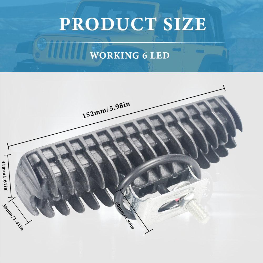 6Led Work Light Bar for Motorcycle LED Lens Spot Headlights 6000k White Super Bright Motorbike SUV ATV Off-road Driving Lamp