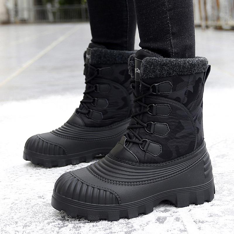 Men's Winter Warm Snow Boots Camouflage Hiking Boots Outdoor knee High Duck Boots Climbing Boots Waterproof  Plus Size
