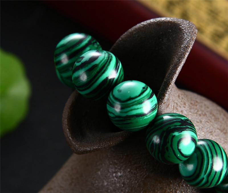 8mm Natural Stone Optimized Malachite Bracelet, Single-loop Bracelet, Couple's Bracelet Gift