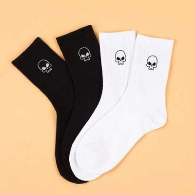 2 Pairs Lot Men's Mid Length Socks  Street Sports Hip-hop Personality High-quality Fashion Women's Round Neck Socks