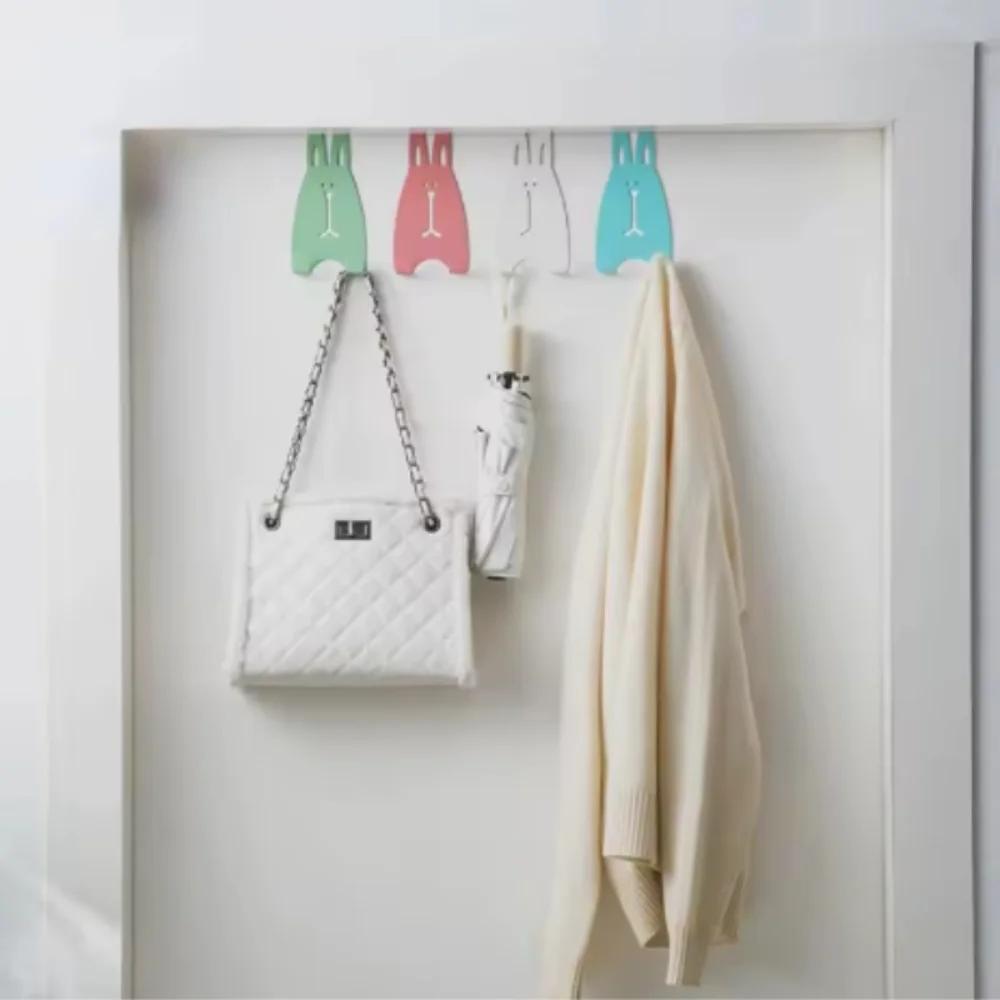 Hooks Cartoon Rabbit Door Back Hook Punch Cupboard Rear Hanger Bedroom Kitchen Wardrobe Wall Hanger Home Storage Shelf Coat Hook