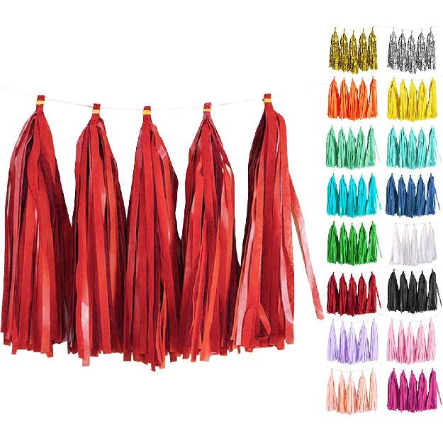 White Tassel Garland 20 Pcs, Tissue Paper Tassels Garland Banner for Party Birthday Wedding Decoration Baby Shower Table Decor