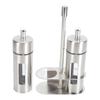 Oil and Vinegar Cruets 80ml Stainless Steel Olive Oil Dispenser Bottle Set with Base Stand Transparent Window for