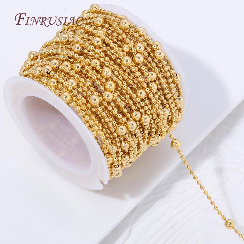 18K Gold Plated Brass Beads Chains For Jewelry Making,DIY Necklaces Bracelets Bulk Chain Accessories,Chain Fittings