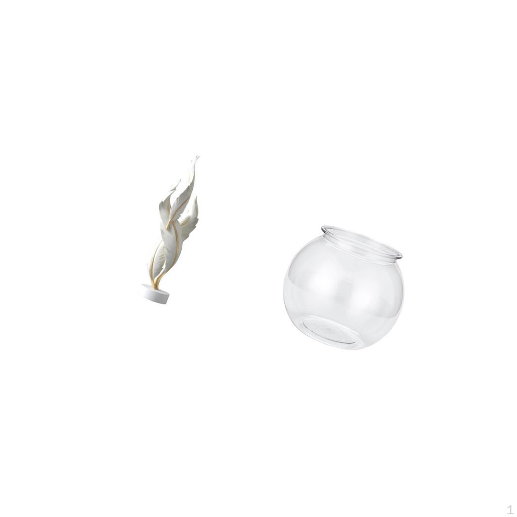 Feather Sculpture Modern Statue Resin Decorative Figurine Small Round Ornament Aquarium Bowl Vase