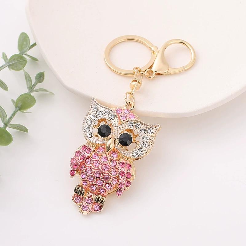 Owl Crystal Keyring Charm Pendant Handbag Purse Bag for Key Ring Chain Keychain